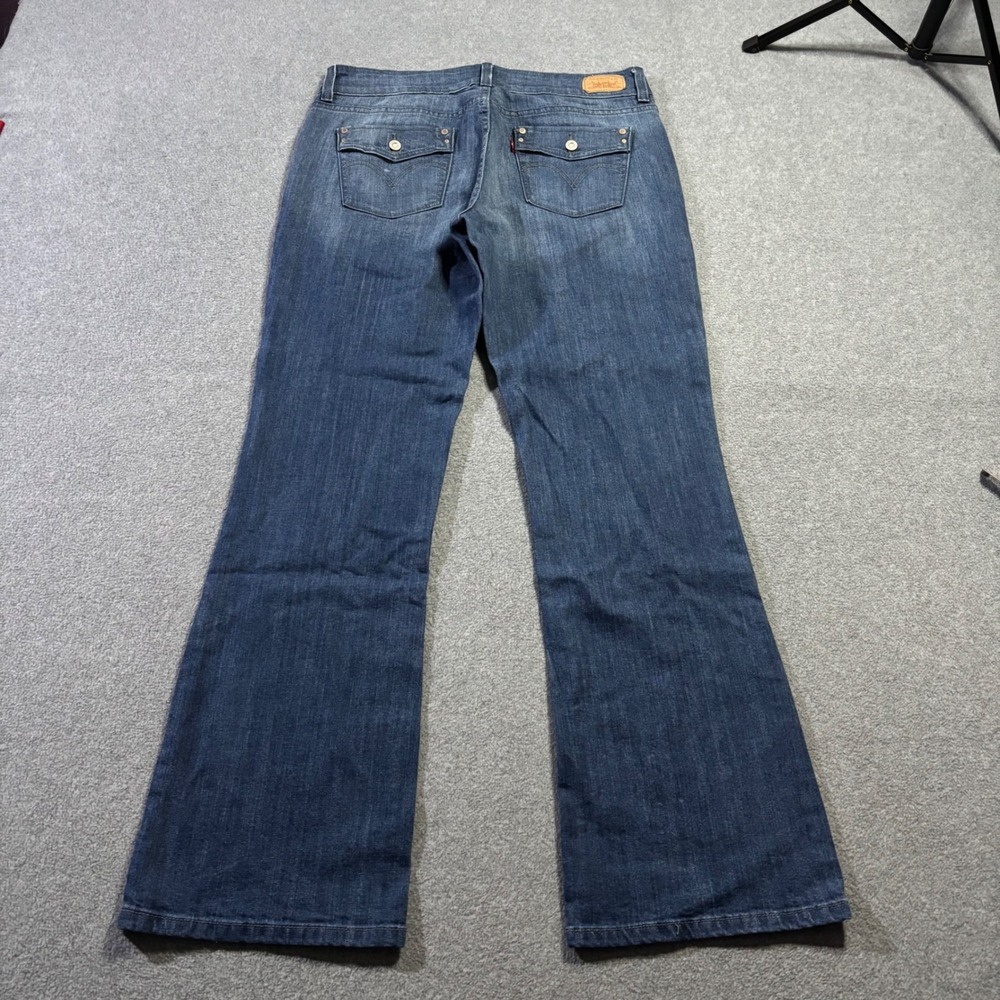Levis 526 Slender Bootcut Jeans Womens 10M Blue Dark Wash Faux Flap Pocket Denim